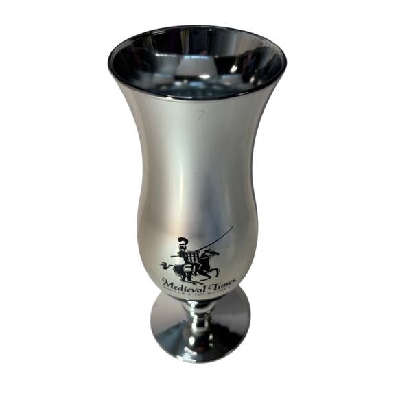 Medieval Times Silver Metal Goblet 14 oz Chalice 8" Hurricane - Picture 1 of 6